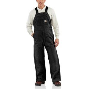 CARHARTT DUCK BIB OVERALL/QUILT-LINED - BLACK 36X32